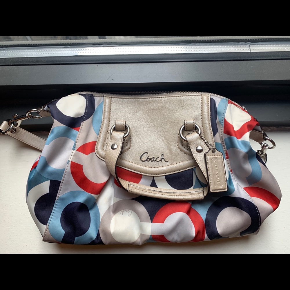 Coach Ashley Signature Op Art Scarf Print Bag